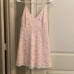 Forever 21 Pink & White Lace Semi Formal Dress